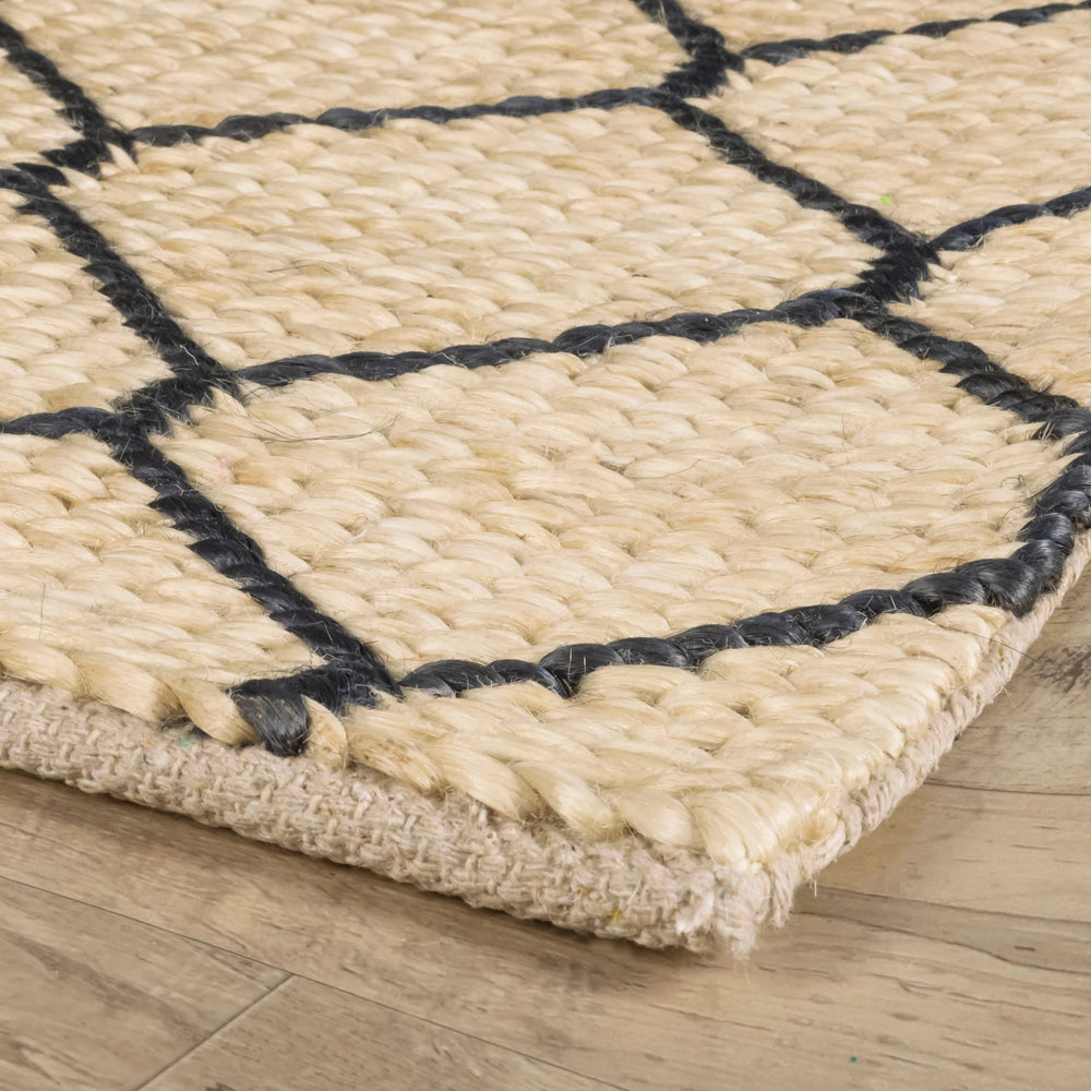 Tiles Handwoven Jute Rug | Navy