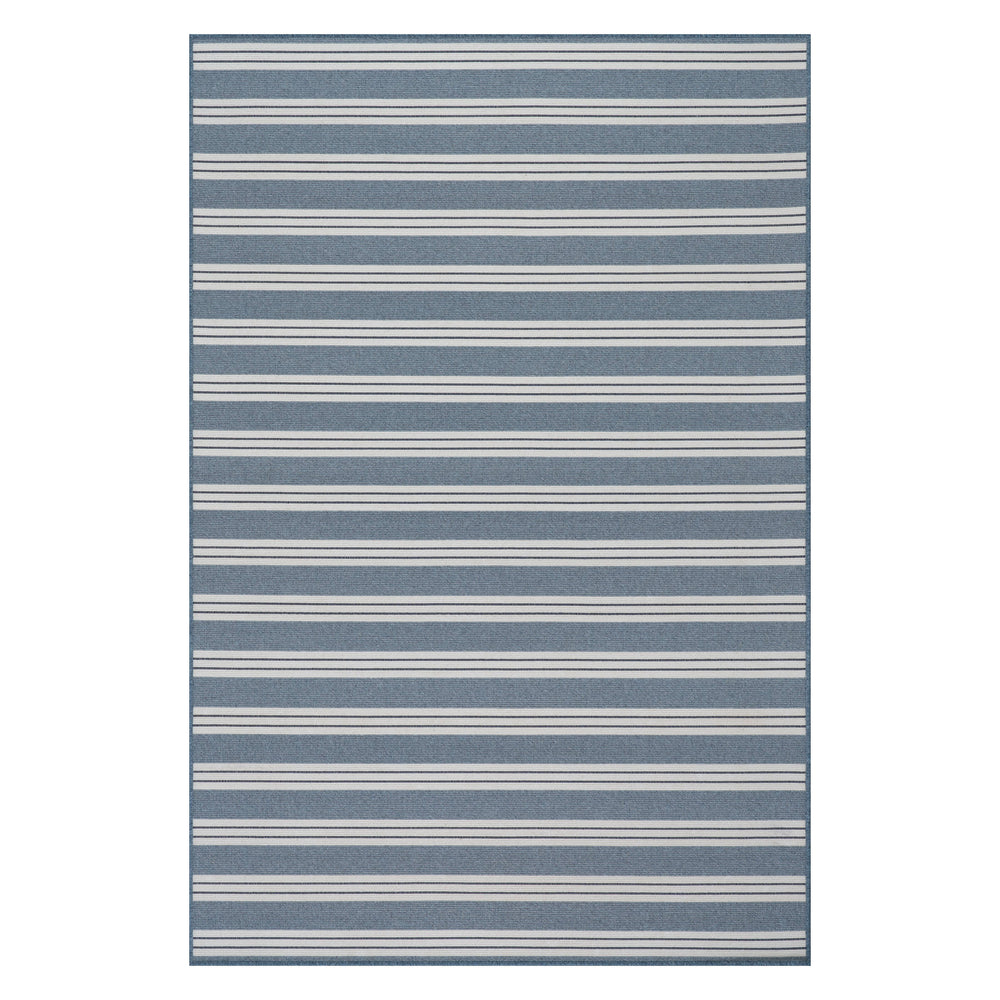 Meredith Wide Striped Indoor/Outdoor Custom Rug | Blue