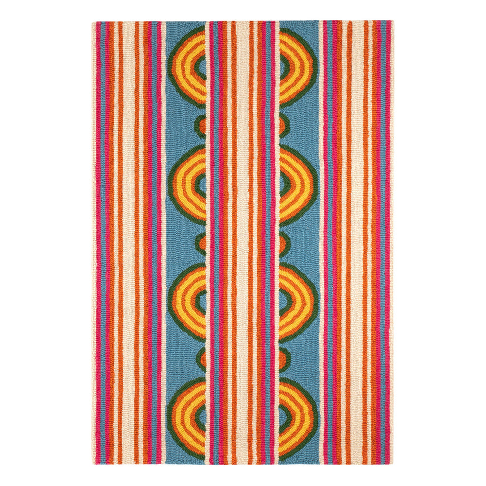 Button Hand Micro Hooked Wool Rug | Multi