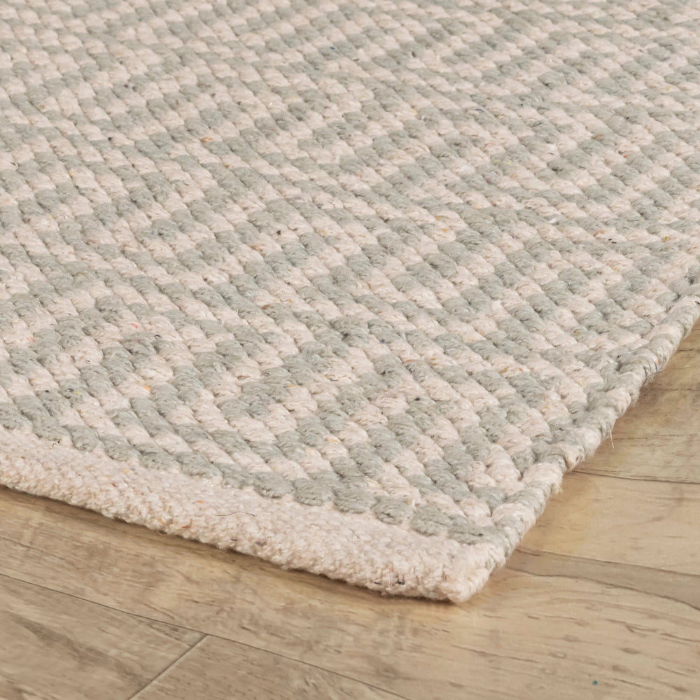 Zipper Handwoven Cotton Rug | Blue/Ivory