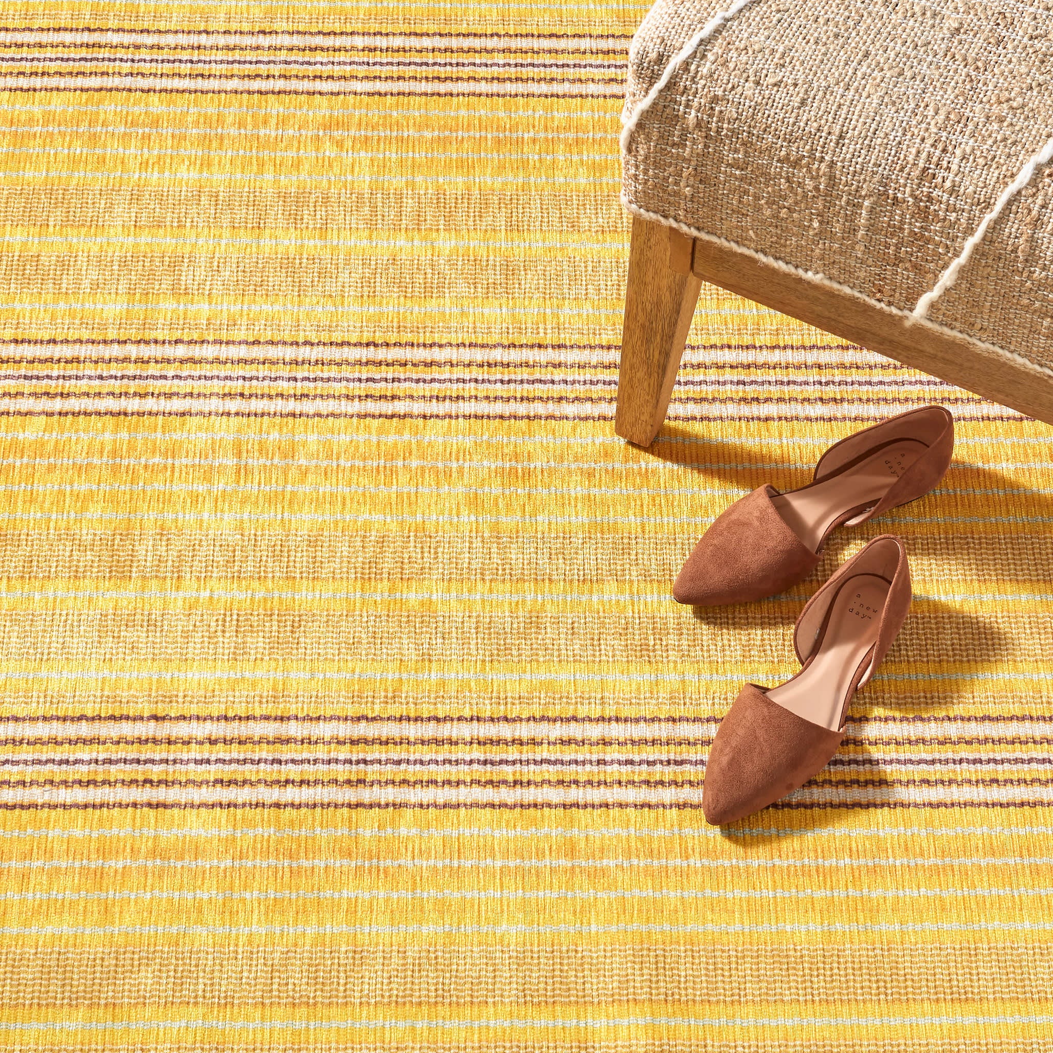 Sunflower Ticking Machine Washable Rug | Multicolor – Annie Selke