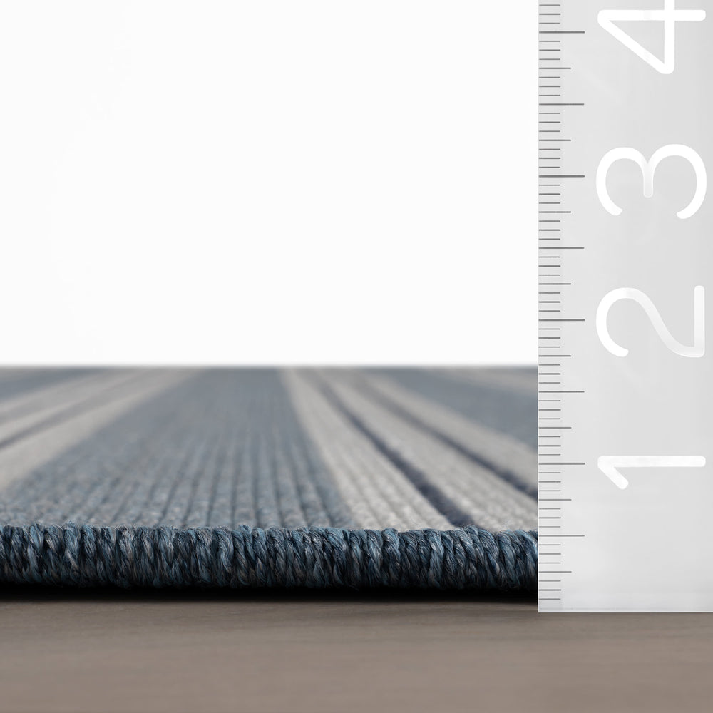 Meredith Wide Striped Indoor/Outdoor Custom Rug | Blue