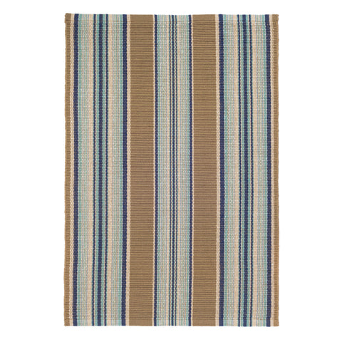 Heron Stripe Handwoven Cotton Rug | Blue