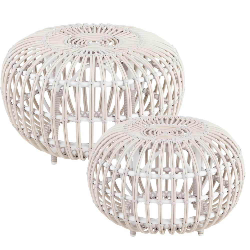 Kali Outdoor Ottoman | Dove White