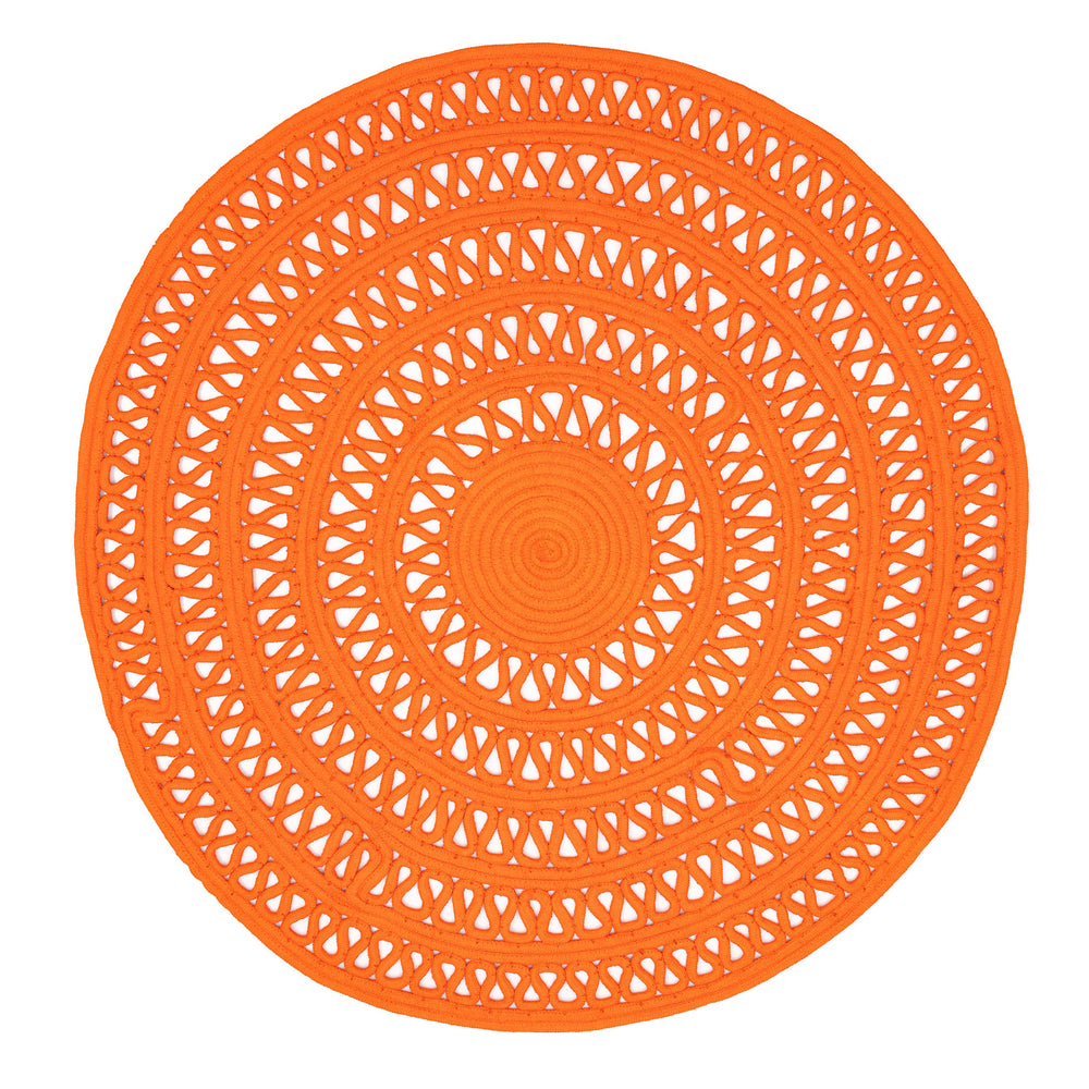Bowline Handwoven Indoor/Outdoor Round Rug | Tangerine