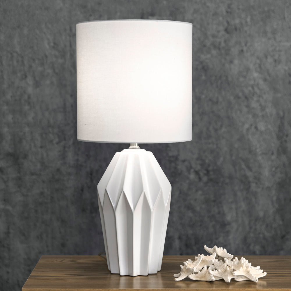 24-inch Cressida Ribbed Ceramic Table Lamp | White