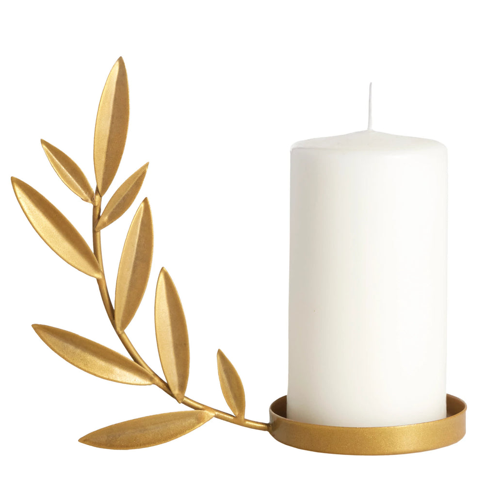 Leaf Pillar Candle Holder/Set of 4 | Gold