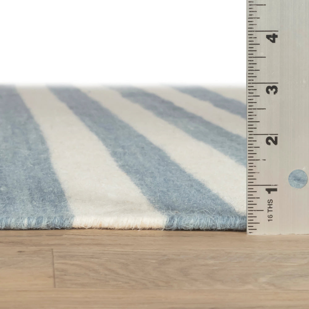 Ladder Stripe Handwoven Wool Rug | Blue/Ivory