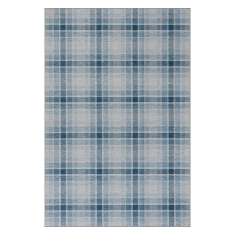 Andri Modern Plaid Machine Washable Rug | Blue