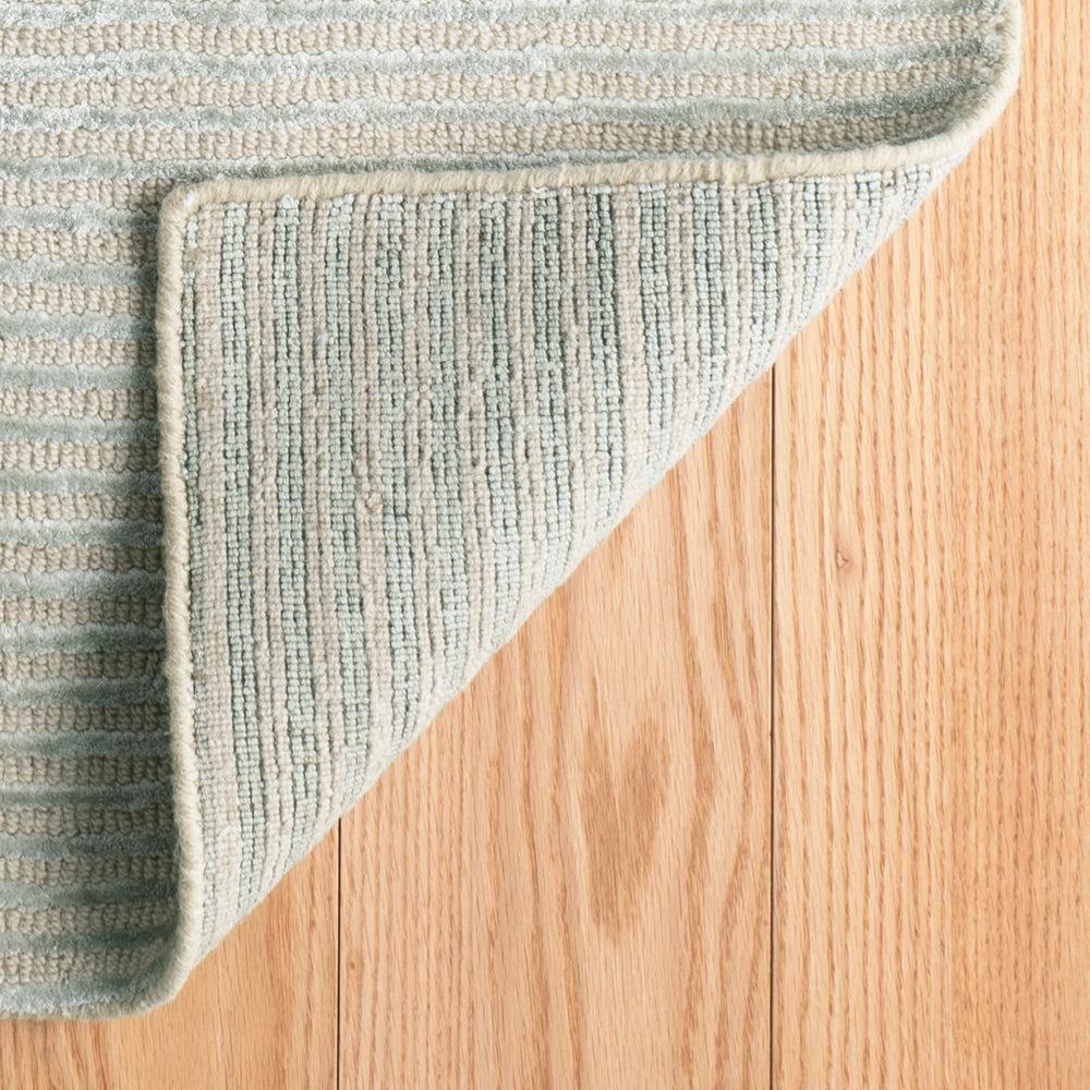 Cut Stripe Hand Knotted Viscosewool Rug | Ocean