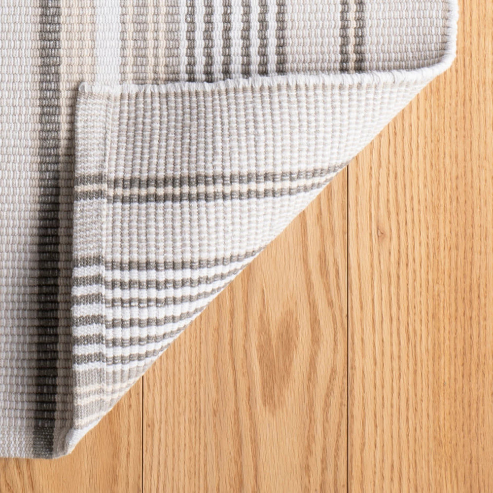 Gradation Ticking Handwoven Cotton Rug | Grey