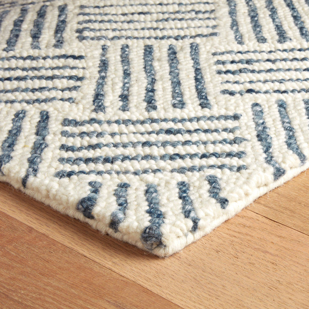 Layers Hand Hooked Wool Rug | Indigo