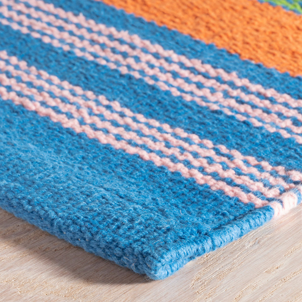 Wavy Stripe Handwoven Cotton Rug | Multi