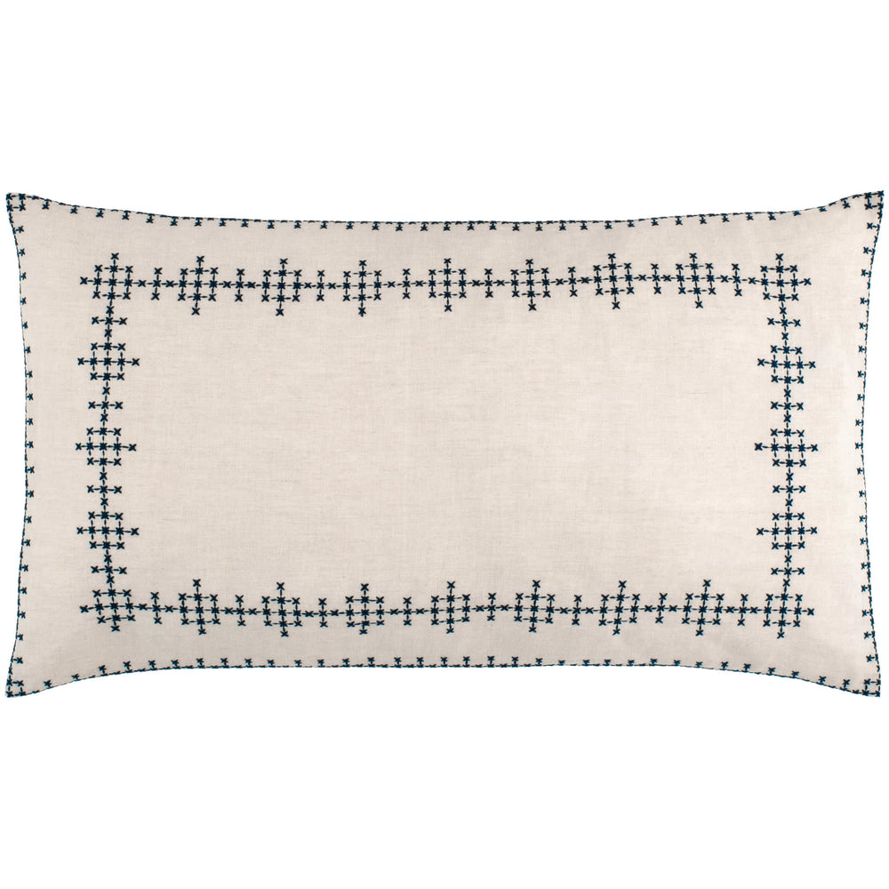 Cross-Stitch Linen Sham | Navy