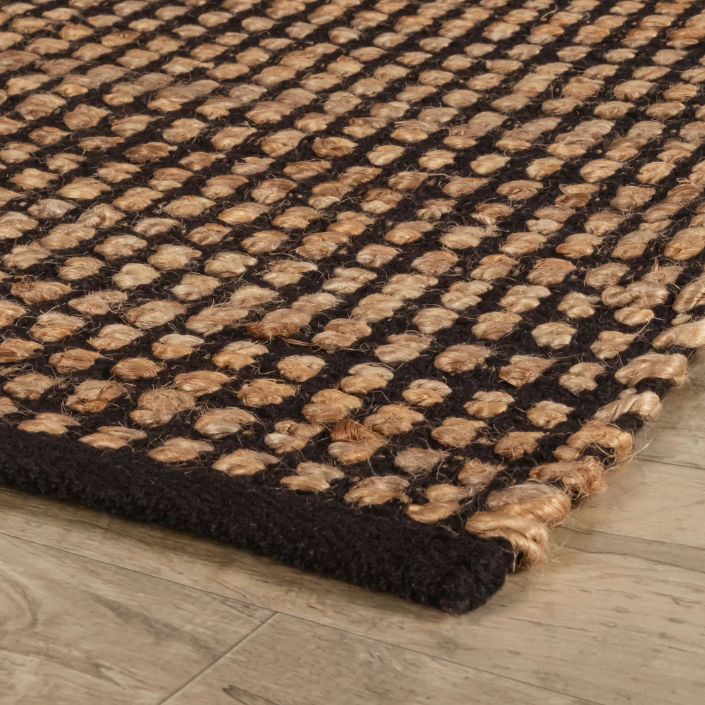 Gravel Handwoven Jute Rug | Black/Natural