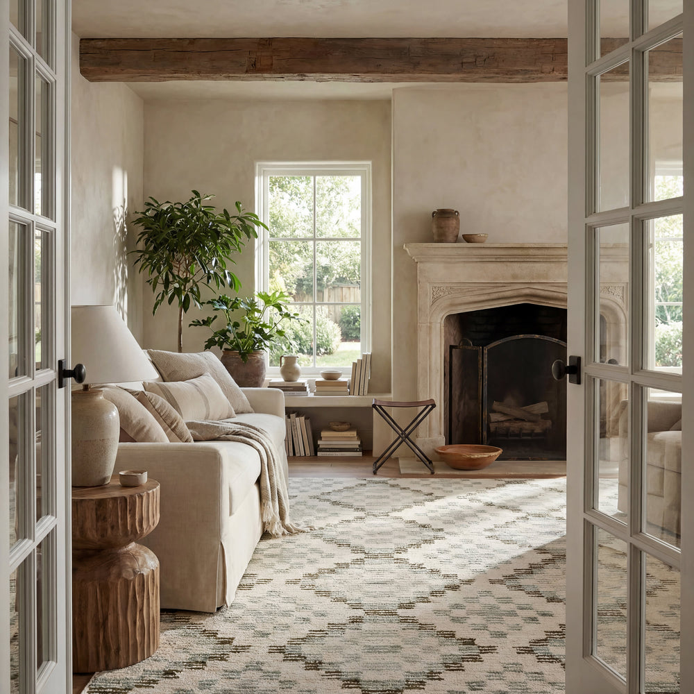 Orzalla Southwestern Diamond Washable Rug | Green
