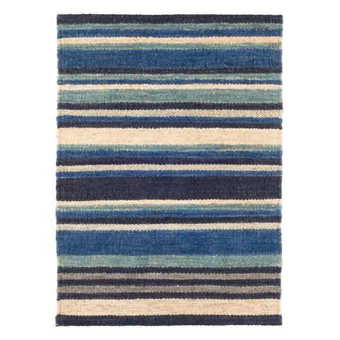 Dover Stripe Handwoven Jute Rug | Blue
