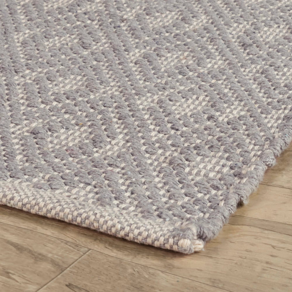 Optic Diamond Handwoven Cotton Rug | Grey/Ivory