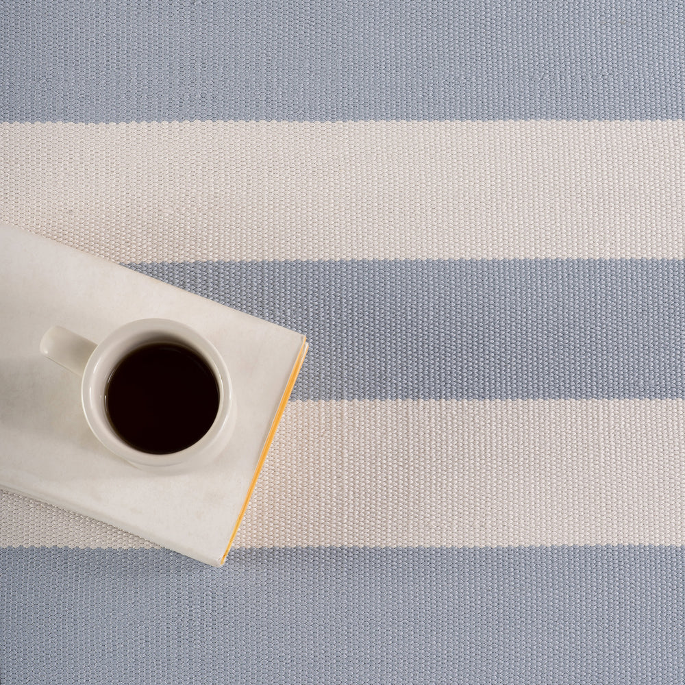 Banks Stripe Handwoven Indoor/Outdoor Rug | Swedish Blue