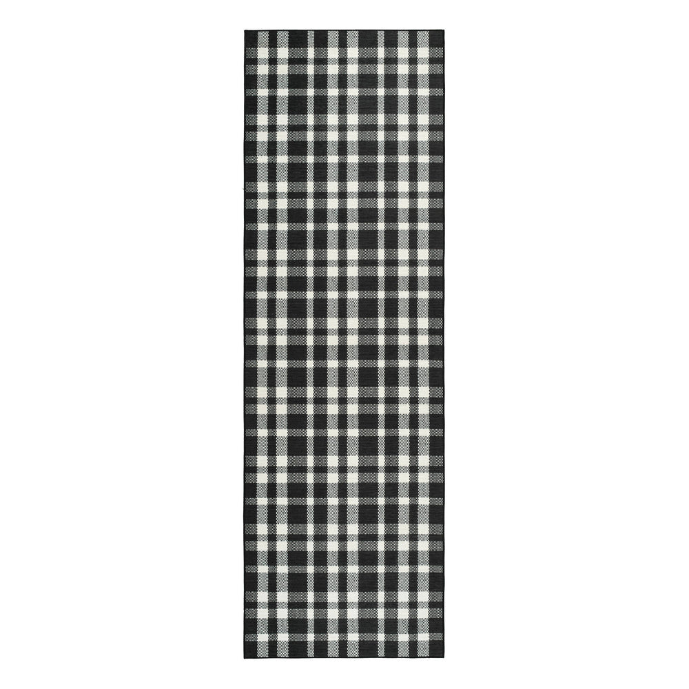 Houston Plaid Machine Washable Rug | Black