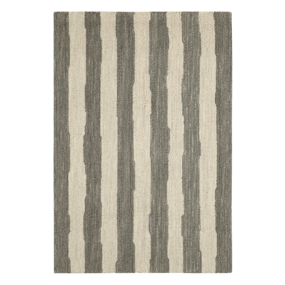 Silas Stripe Hand Micro Hooked Wool Rug | Grey