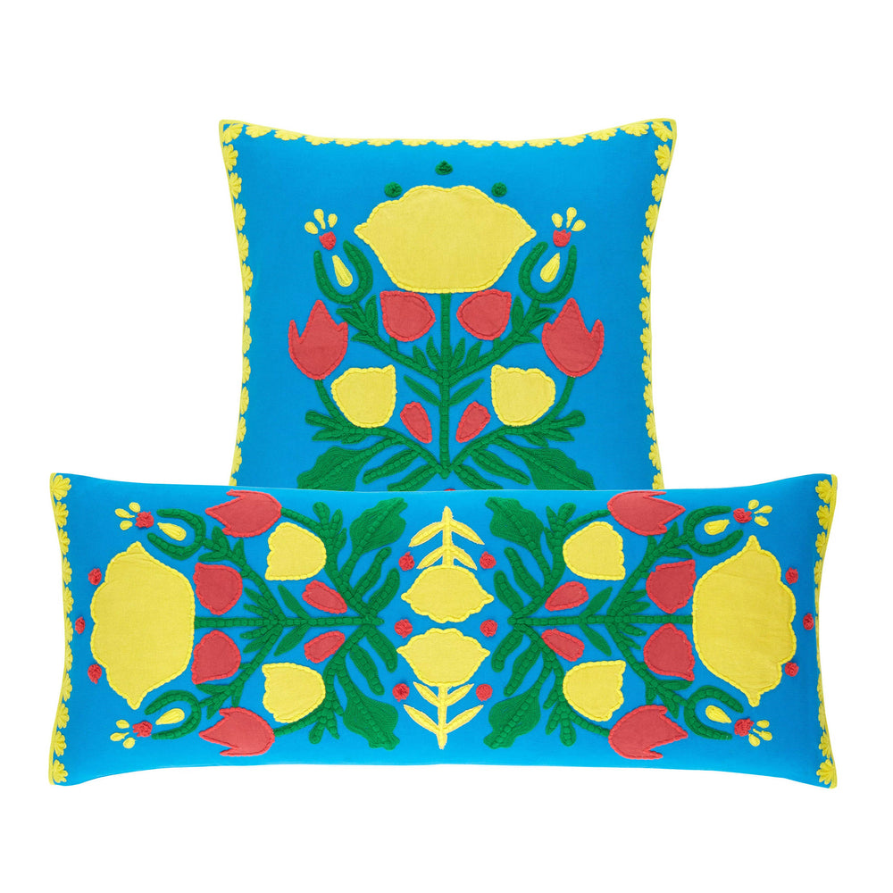 Kris Applique Decorative Pillow Cover | Blue