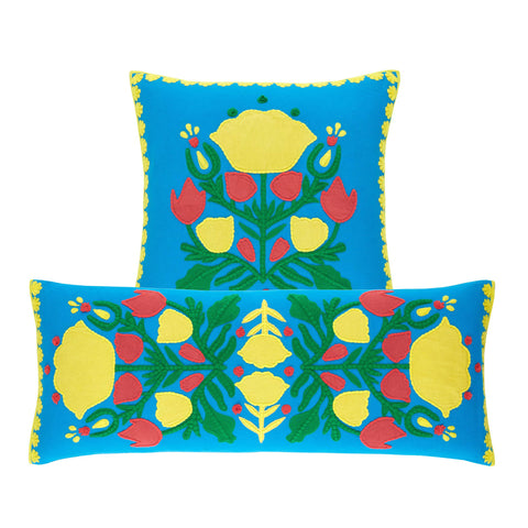 Kris Applique Decorative Pillow Cover | Blue