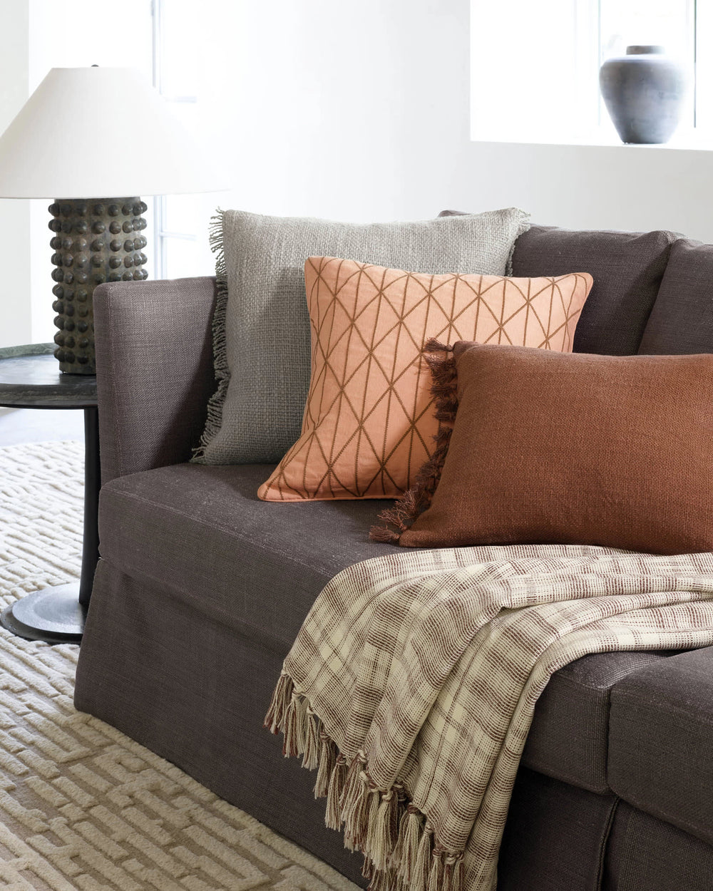 Evelyn Linen Decorative Pillow Cover | Russet