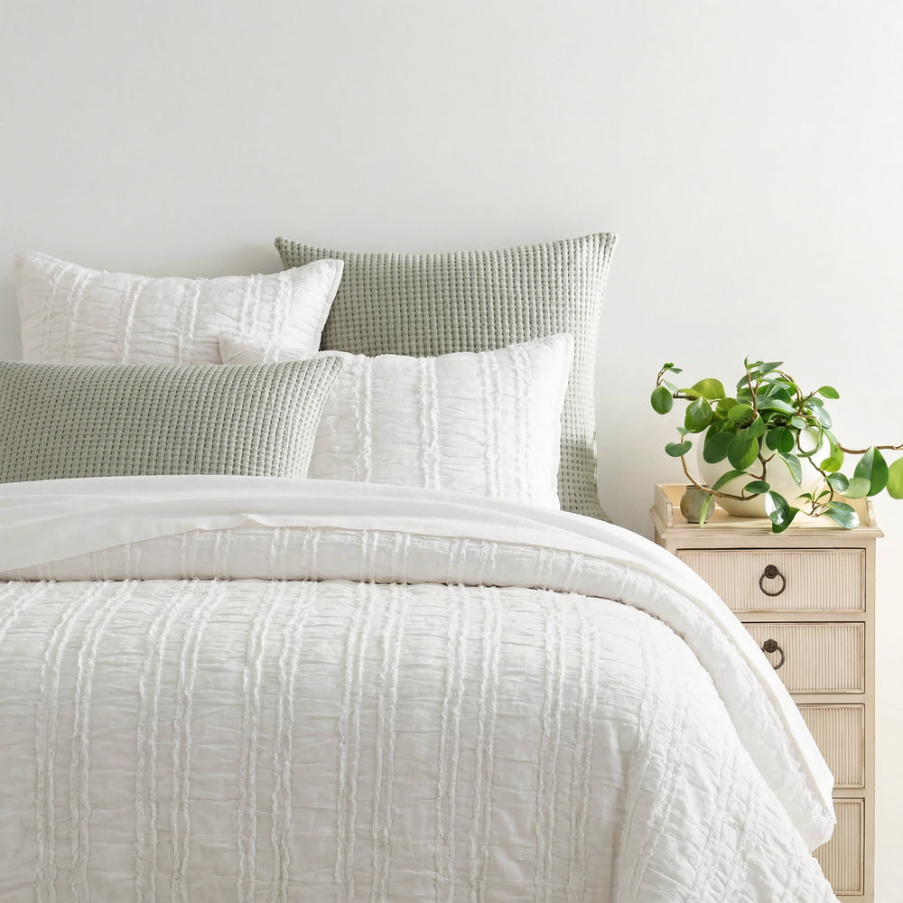 Lettie Voile Quilted Sham | Dove White