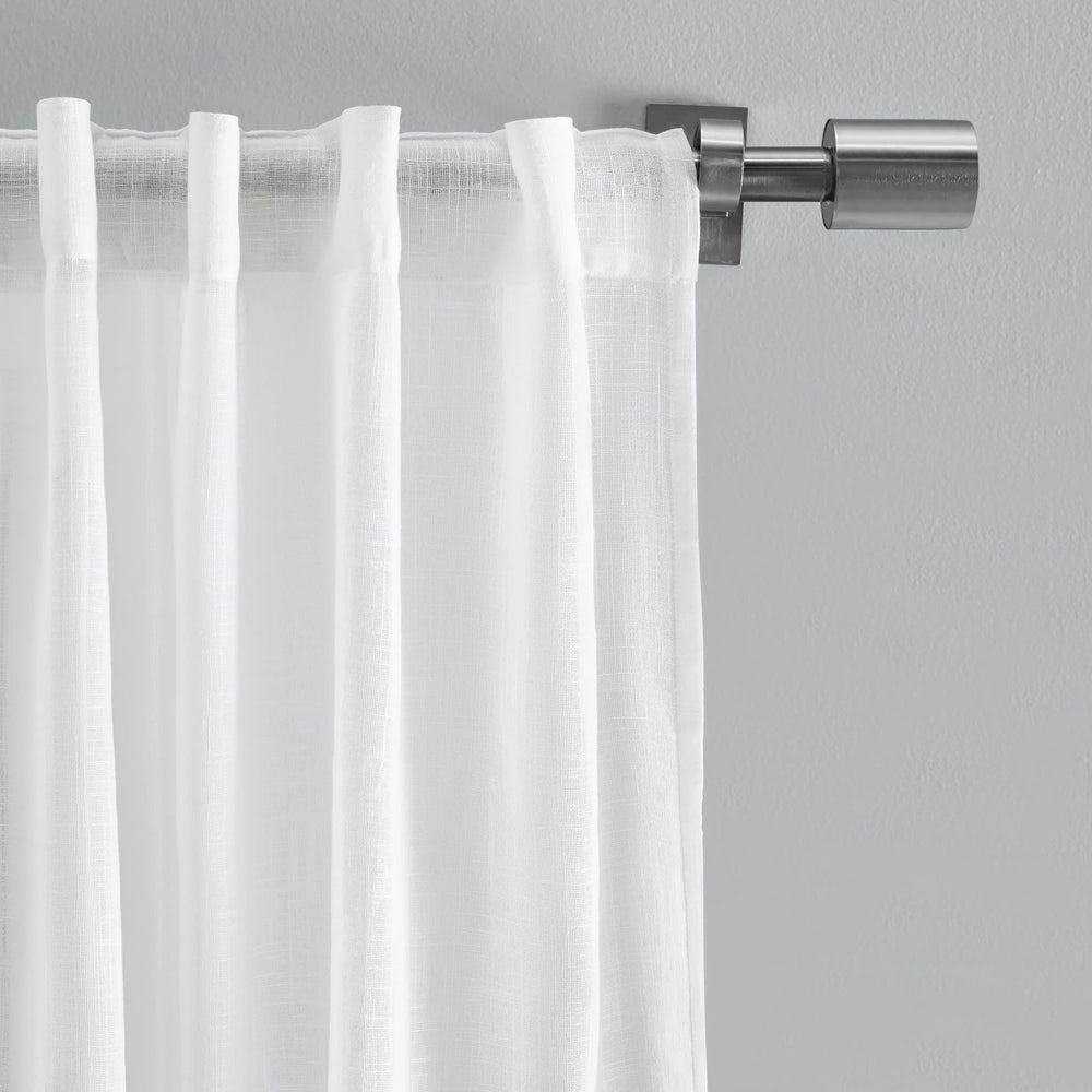 Textured Solid Curtain Panel Pair | White