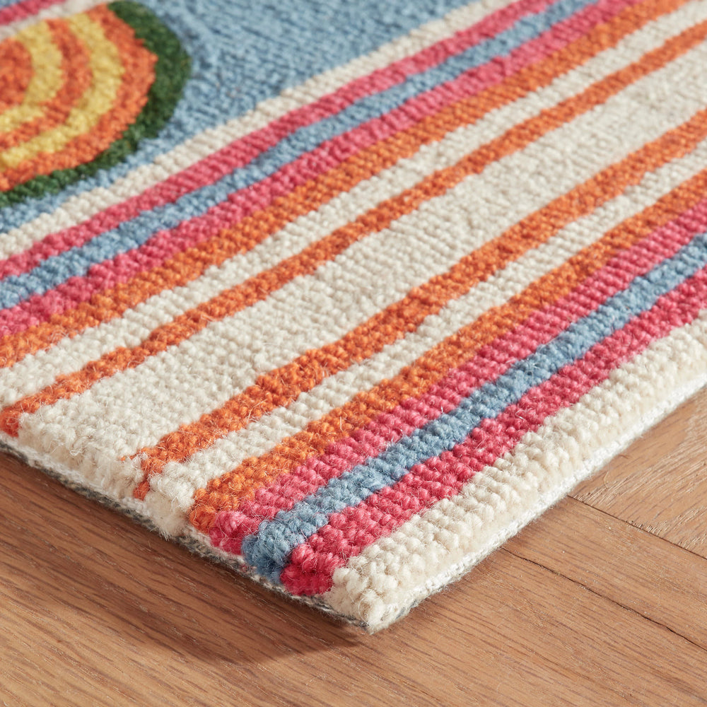Button Hand Micro Hooked Wool Rug | Multi