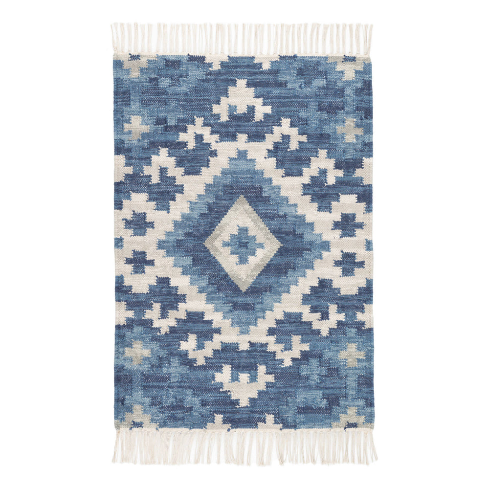 Marmara Kilim Handwoven Cotton Rug | Blue