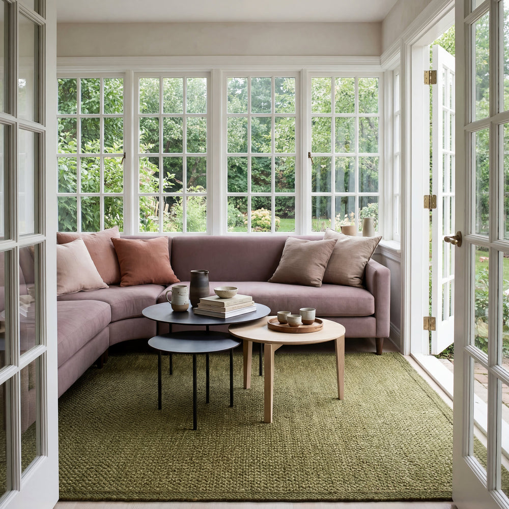 Thale Textured Handmade Jute Rug | Moss