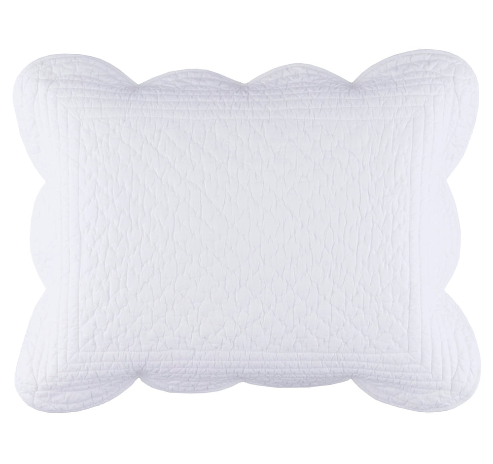 Power Shake Scallop Quilted Sham | White