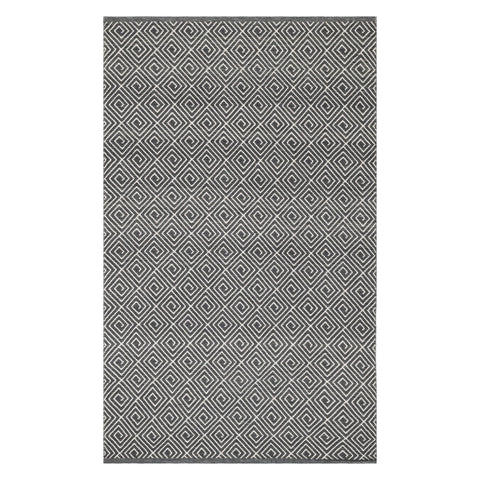 Geo Diamond Handwoven Wool Rug | Grey/Ivory