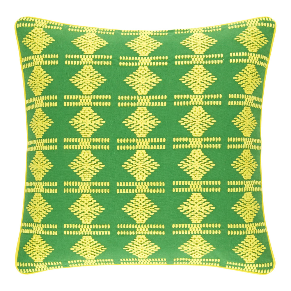 Geo Embroidered Decorative Pillow Cover | Green