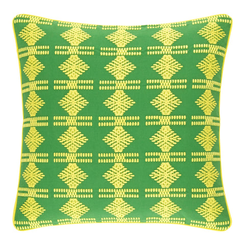 Geo Embroidered Decorative Pillow Cover | Green