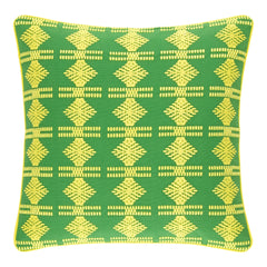 Geo Embroidered Decorative Pillow Cover | Green