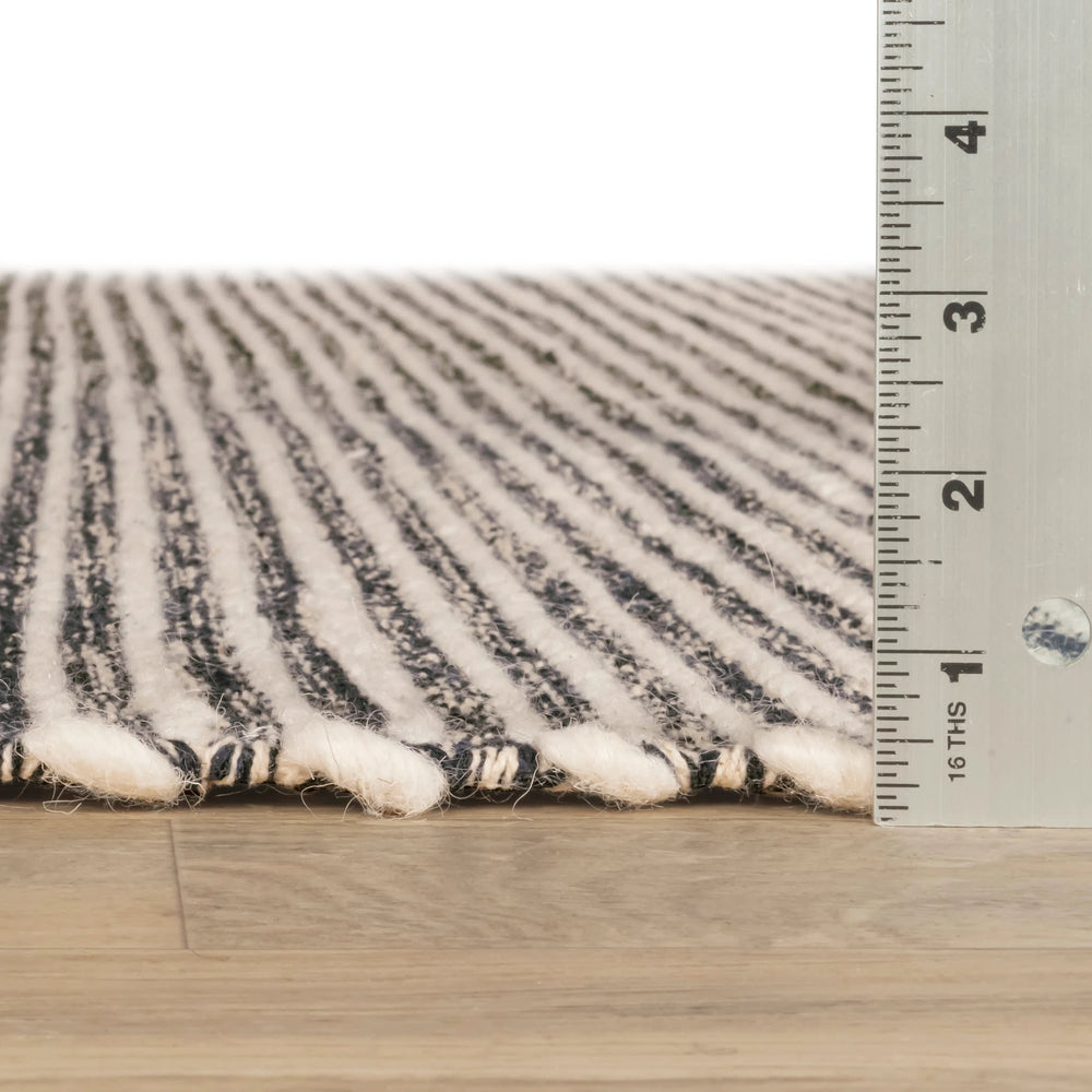Mixed Stripe Handwoven Rug | Blue/Ivory