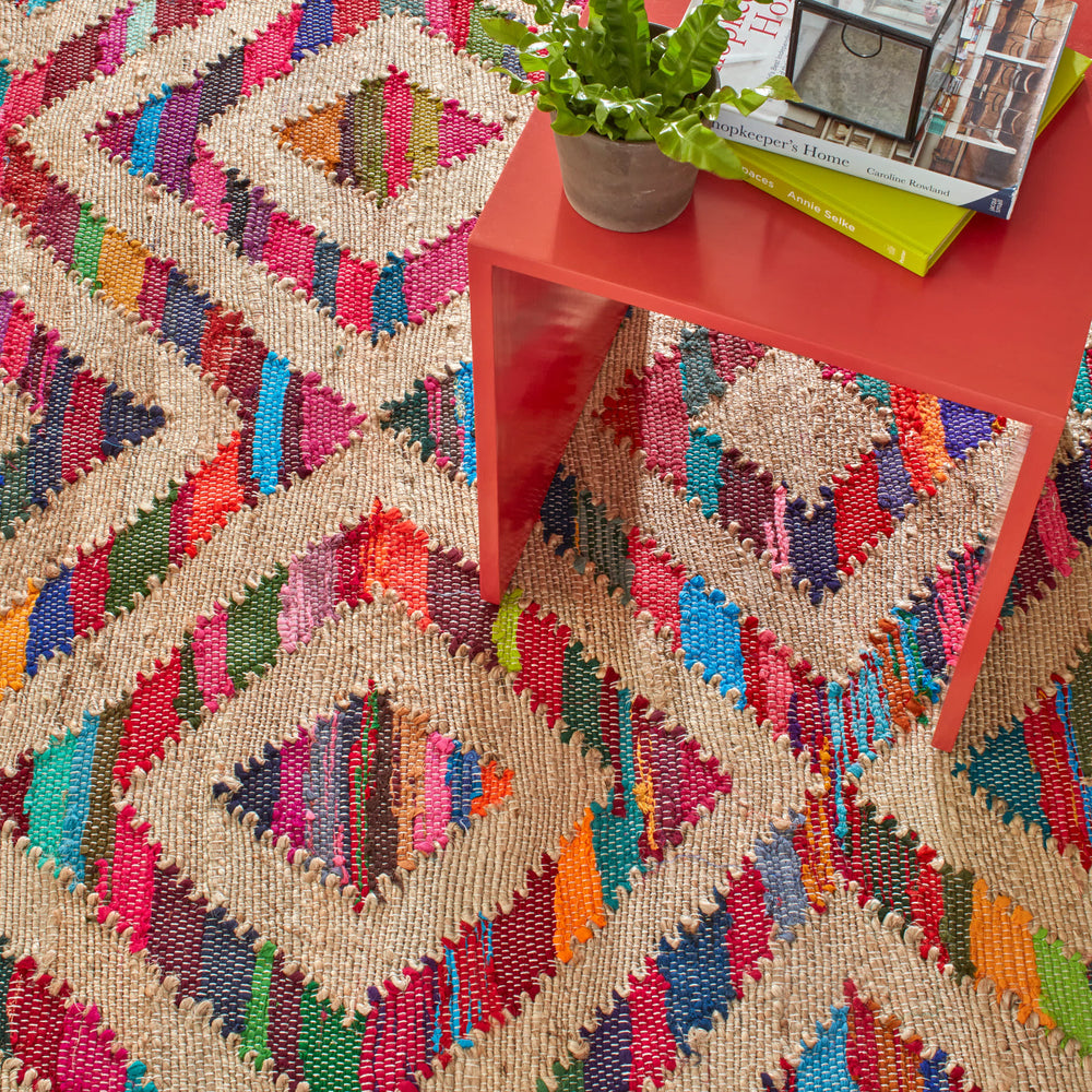 Tetra Chindi Handwoven Jute Rug | Multi