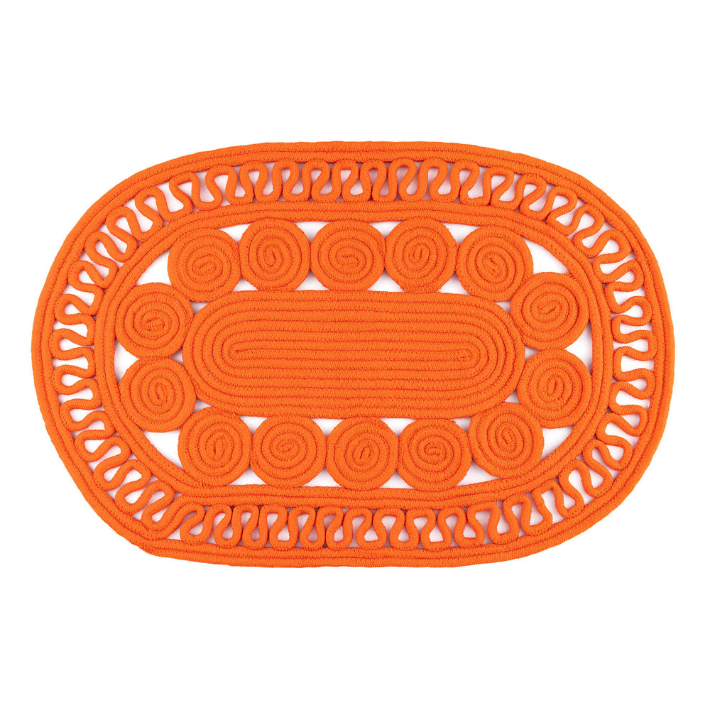 Reef Handwoven Indoor/Outdoor Oval Rug | Tangerine