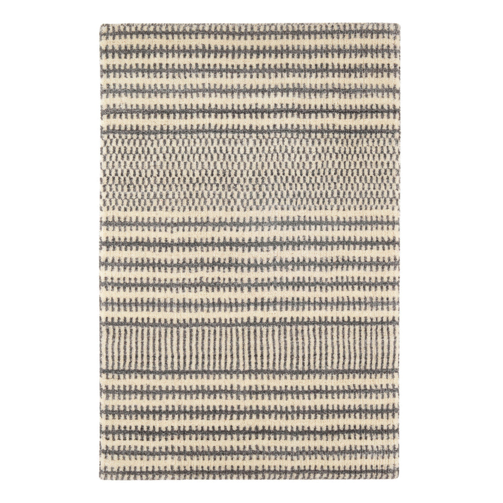 Tracks Hand Loom Knotted Wool Rug | Grey