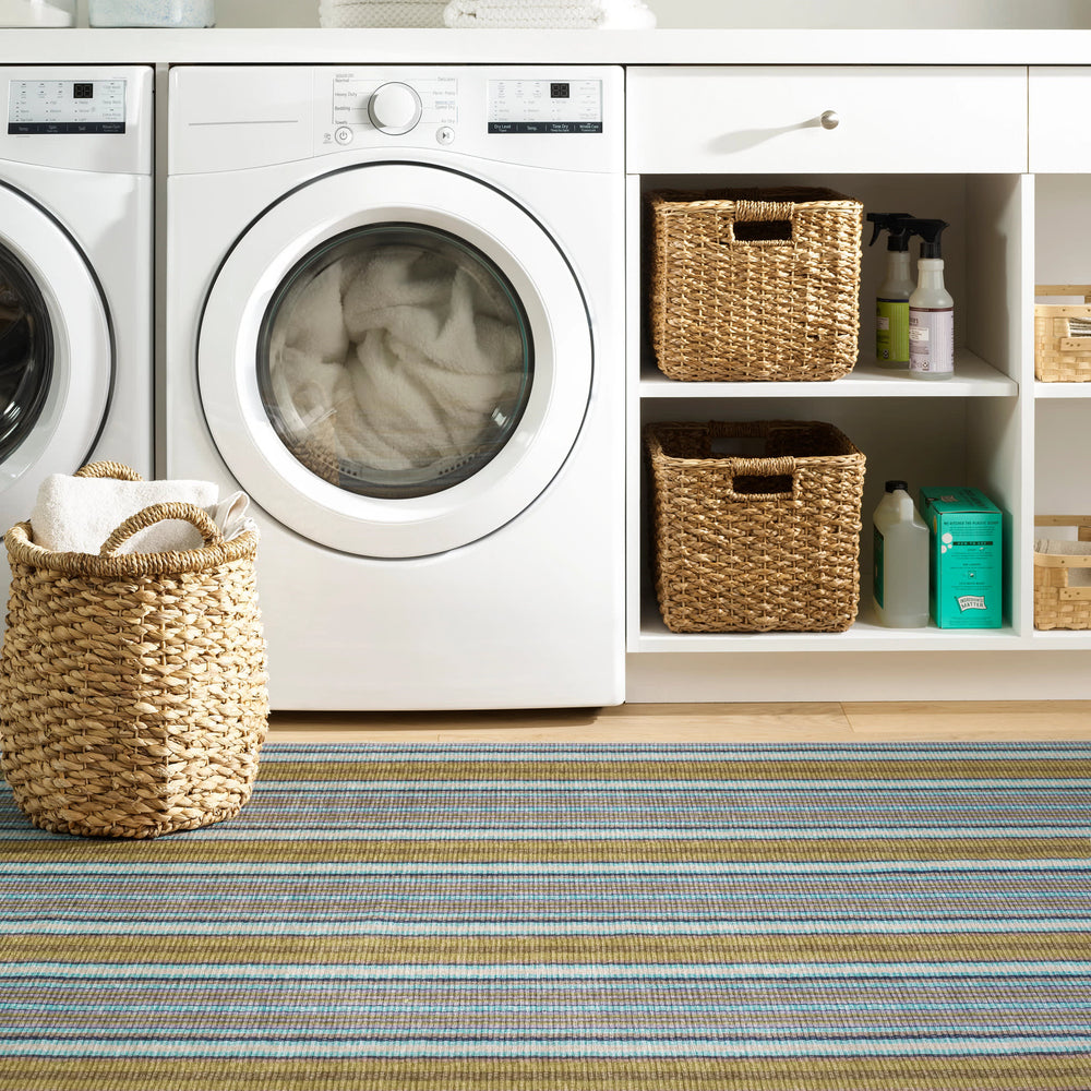 Treehouse Stripe Machine Washable Rug | Green