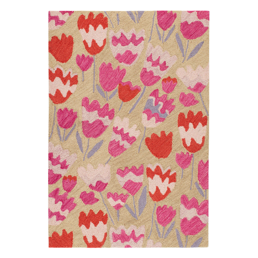 Zelie Hand Micro Hooked Wool Rug | Fuchsia