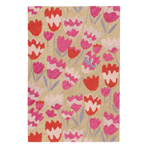 Zelie Hand Micro Hooked Wool Rug | Fuchsia