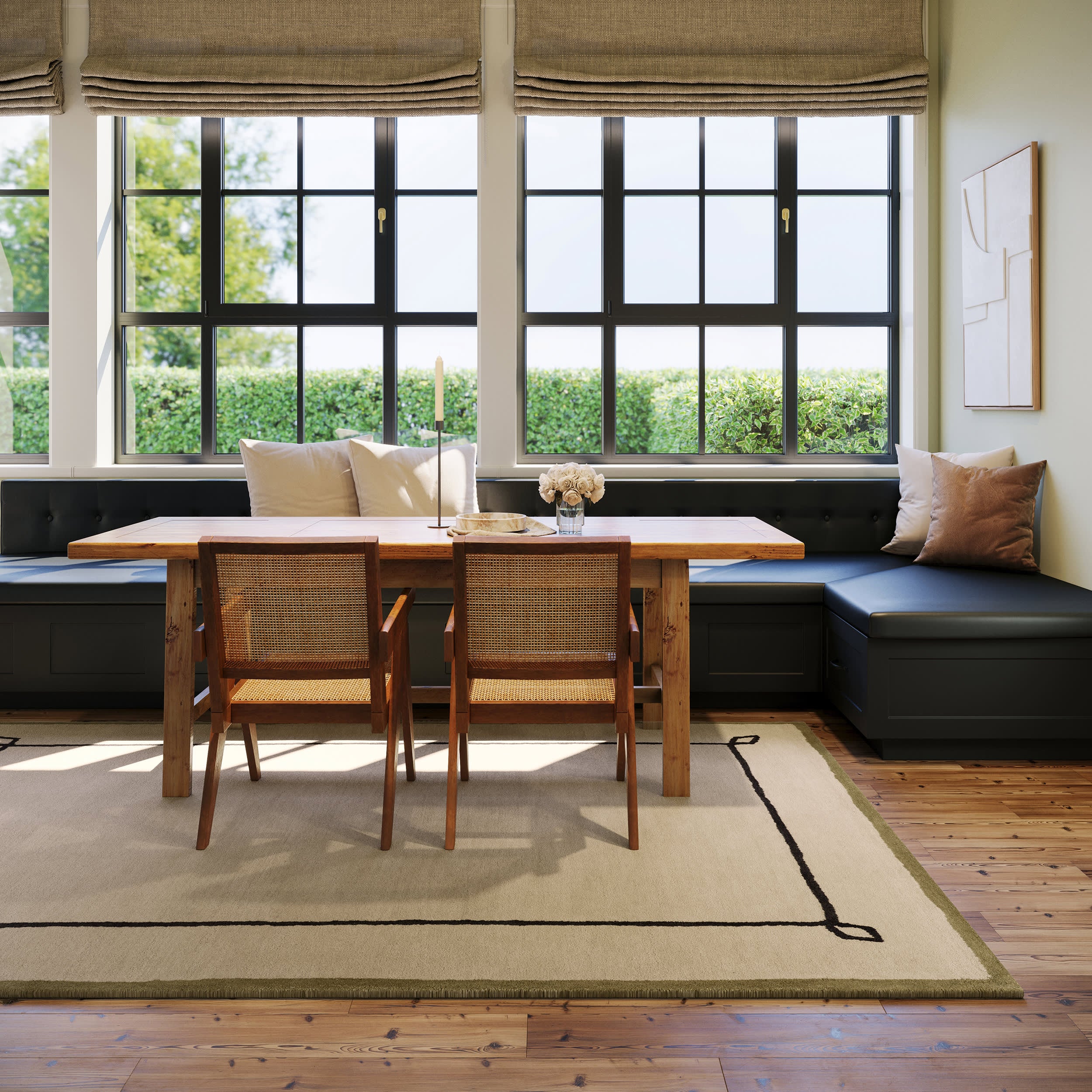 Serge Bordered Wool Cozy Rug | Tan – Annie Selke