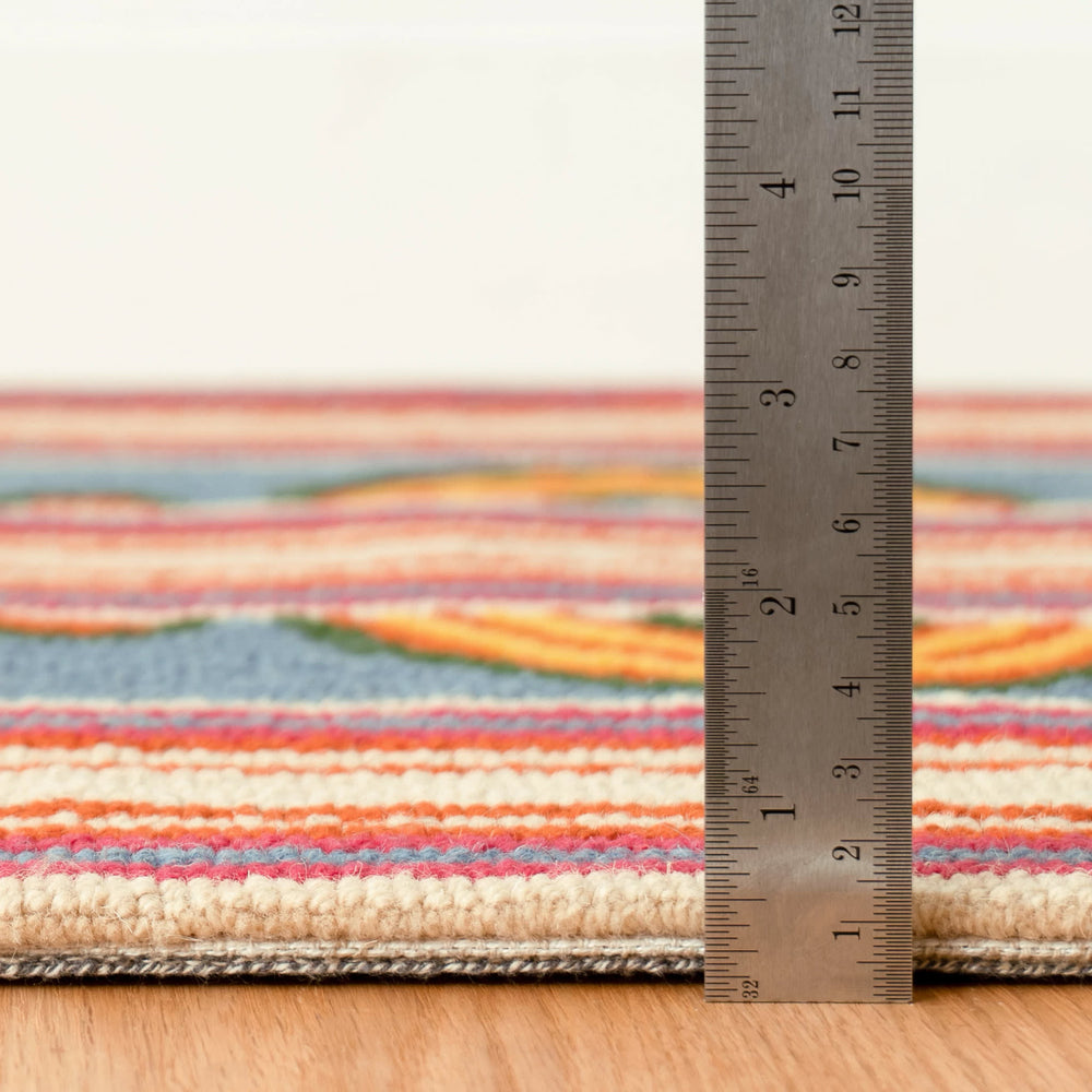 Button Hand Micro Hooked Wool Rug | Multi