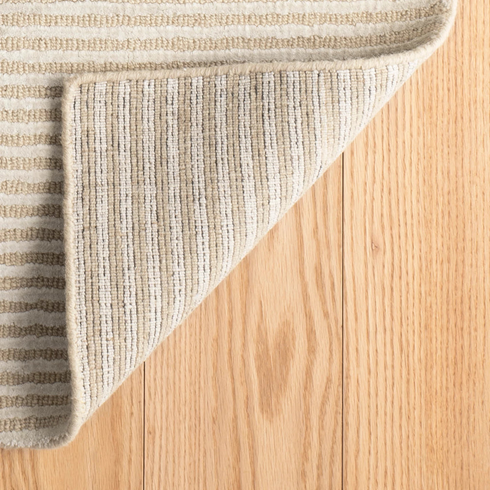 Cut Stripe Hand Knotted Viscosewool Rug | Ivory