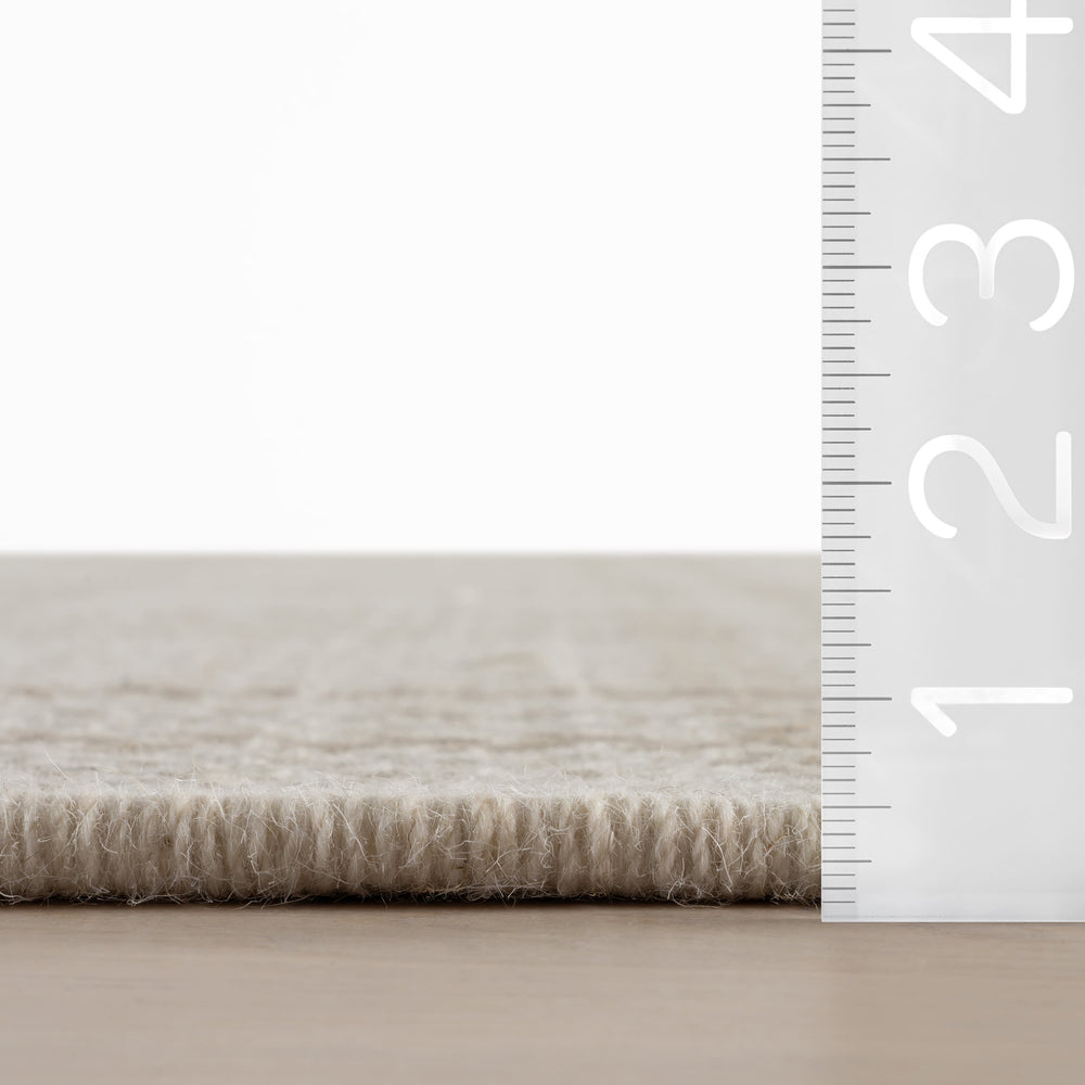 Rhona Plaid Woven Wool Custom Rug | Beige
