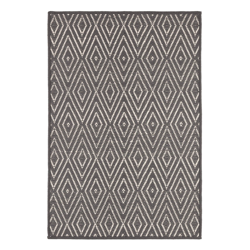 Diamond Handwoven Indoor/Outdoor Rug | Graphite/Ivory